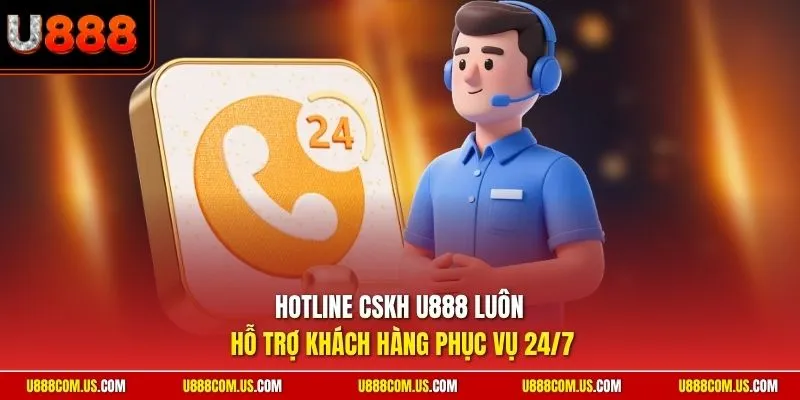 Hotline CSKH U888 luôn  hỗ trợ khách hàng phục vụ 24/7